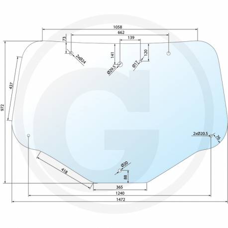 87744542 Szyba tylna Case maxxum, MXU, New Holland